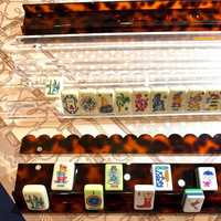 Support de Mahjong en Acrylique Personnalisé, Automatique, Moderne, de Luxe, à Texture Coquillage Américain, avec Bord Magnétique Ondulé, Accessoires de Mahjong Effet Écaille de Tortue
