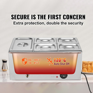 Calentador de Sopa Eléctrico de Acero Inoxidable, Baño María, Calentador de Alimentos Comercial Multi-Sartén con Recipiente GN para Restaurante, Buffet, Cantina - Product Image 3