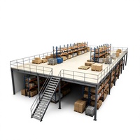 HONGXIN Étagère de mezzanine robuste réglable et personnalisable à 2/3 niveaux, sans boulons, en acier laminé à froid, revêtement poudré, anti-corrosion