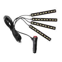 4 * 9LED 12 V coche estilo Interior tablero pie lámpara cigarrillo LED atmósfera ambiente neón luces fuente lámpara de la decoración