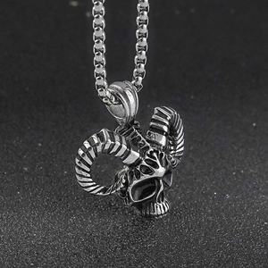 Collares con Colgantes de Calavera de Acero Inoxidable 316, Diseño Vintage para Hombre, Joyería de Motociclista, Estilo 'Biker Punishment' - Product Image 1