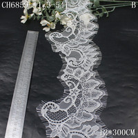 Dentelle Chantilly française de qualité supérieure de 12 cm, douce, noire et blanche, couleurs personnalisées, dentelle à franges florales pour lingerie de luxe