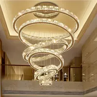Moderne Simple Haut de Gamme Bague lustres grand contemporain moderne cristal long escalier lustre