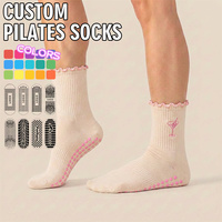 Chaussettes de Pilates antidérapantes en coton BiLu pour femmes, chaussettes de yoga avec grip pour la barre, le studio et l'entraînement