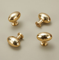 Poignées ovales en laiton martelé, style œuf de pigeon, luxe français, argentées, à trou unique, pour tiroirs, armoires, portes de meubles, quincaillerie