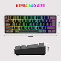 Clavier de jeu professionnel 60 % avec interrupteurs noirs et blancs, 61 touches, portable, rétroéclairage LED RGB mécanique