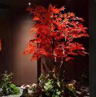Décoration intérieure en fibre de verre, grand arbre de simulation, arbres rouges d'automne, arbre d'érable artificiel japonais