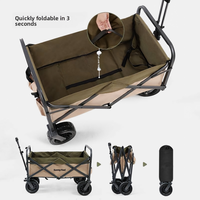Carrito de Mano Plegable para Exteriores, de Cuatro Ruedas, Impermeable, Portátil, de Metal, para Camping, Picnic, Jardín, Playa, Pesca