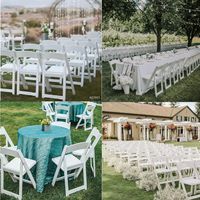 Chaise Pliante en Résine Wimbledon pour Événement, Blanche, en Plastique, Portable, Empilable, à Louer pour Fêtes, Meuble d'Extérieur