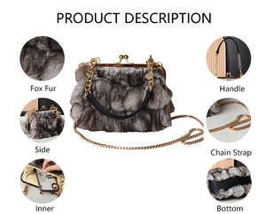 3342 H+ Luxury Ladies Fox Fur <b>Evening</b> <b>Bags</b> Fleming Matte Soft Convertible Shoulder <b>Bag</b> for Women with <b>Gold</b> Chain - Product Image 2