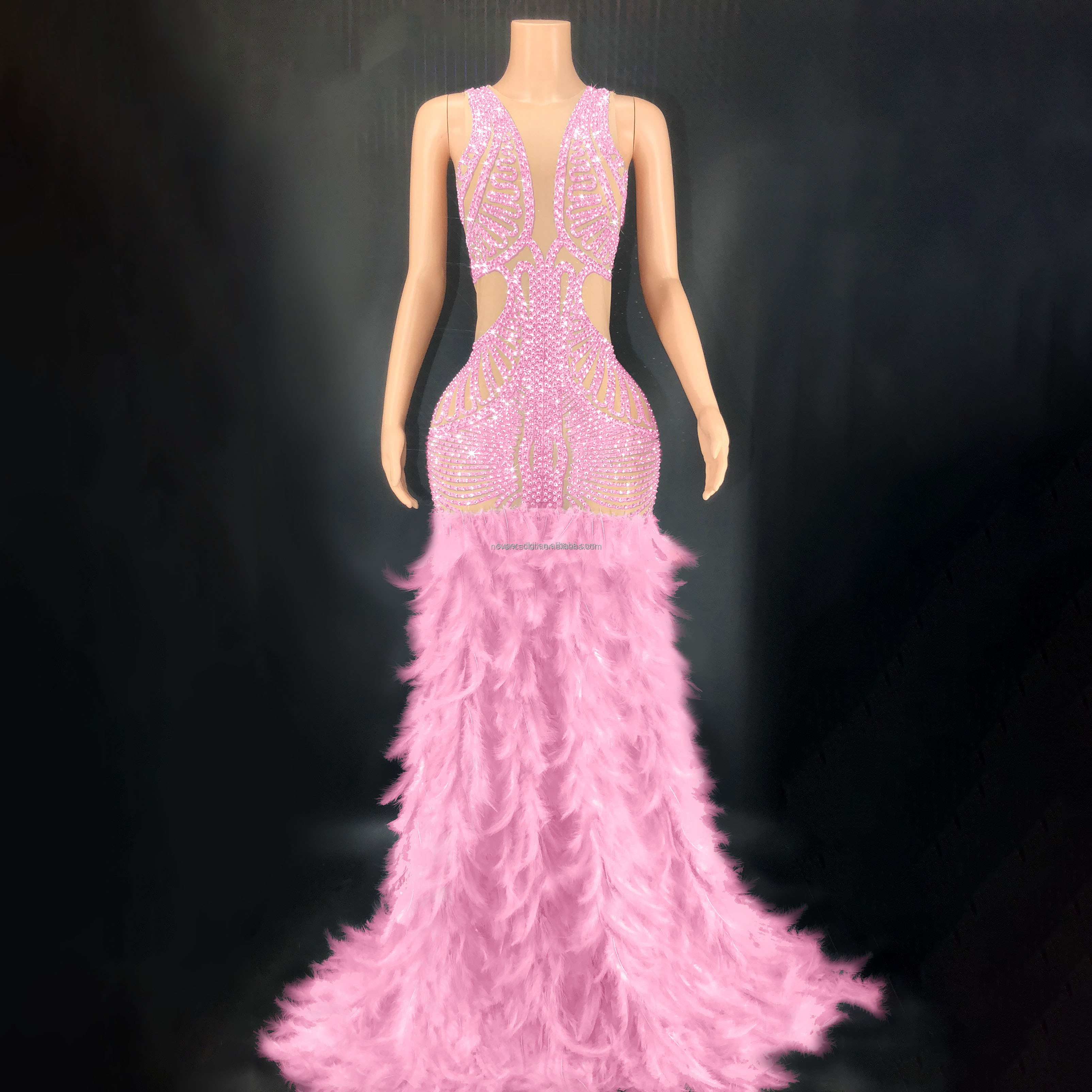 strapless open back dress OAHU Chiffon Maxi Dress with Bow Straps (Salmon Pink Chiffon)