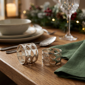 Anillos de Servilleta Metálicos Huecos con Diseño de Árbol de Navidad, Decoración Clásica para Mesa, 4.5cm de Ancho - Product Image 6