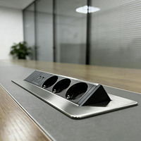 Enchufe Empotrado para Escritorio con 3 Tomas de Corriente, USB de 20W con Carga Rápida, 16A, Aleación de Aluminio, Abatible