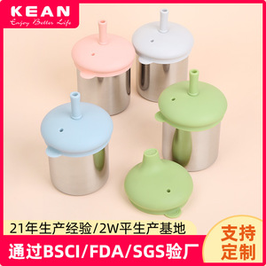 Vaso de acero inoxidable para bebés con doble tapa y pajita antiderrames para niños de 1 a 2 años - Product Image 5