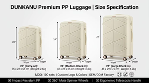 Ensemble de bagages de <span class=keywords><strong>voyage</strong></span> durables et assortis en PP rigide <span class=keywords><strong>avec</strong></span> roulettes pivotantes, valises trolley pratiques pour des déplacements faciles - Product Image 4