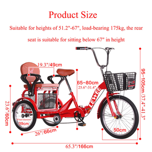 LEWEE Nuovo Design Triciclo Pieghevole per Adulti Bicicletta a 3 Ruote per Anziani con Cestino e Sedile Posteriore - Product Image 6