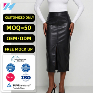 <span class=keywords><strong>Jupe</strong></span> en similicuir pour femme, taille haute, style crayon, longueur midi, structurée, pour le bureau ou décontractée, personnalisable OEM ODM - Product Image 1