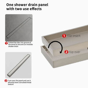 Grille de douche linéaire longue en acier inoxydable SUS 304 avec insert de carrelage couleur personnalisée CUPC pour salle de bain - Product Image 2