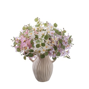 Bouquet de fleurs artificielles en fausse soie, fleurs de pommier, orchidées, eucalyptus, pour la décoration de table de mariage, de bureau - Product Image 5