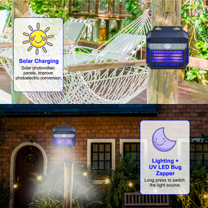 Ngoài trời cảm biến chuyển động Led năng lượng mặt trời <span class=keywords><strong>Bug</strong></span> Zapper hiệu quả UV muỗi Killer Tường Đèn Điện côn trùng Fly Zapper - Product Image 6