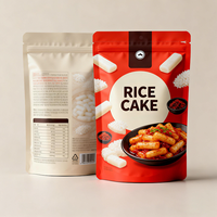 Sachet d'emballage alimentaire en plastique personnalisé avec fenêtre, refermable, pour farine, riz et gâteaux