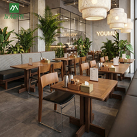 Ensembles de meubles de restaurant commerciaux en gros : tables et chaises en métal, et banquettes en bois, adaptés aux chaînes de restaurants et aux cafés