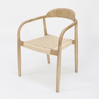 Chaise de salle à manger portable en bois massif au design nordique moderne avec assise en corde tressée marron pour la maison et l'hôtellerie
