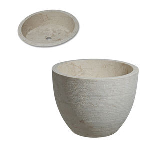 Lavabos et vasques semi-piedestal en marbre de Bali - Forme ovale, montage d'un seul trou pour robinet, taille personnalisée - Product Image 2