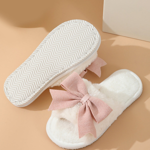 Zapatillas de mujer invierno lindo arco femenino interior hogar calor suela gruesa antideslizante zapatillas de punta abierta - Product Image 2