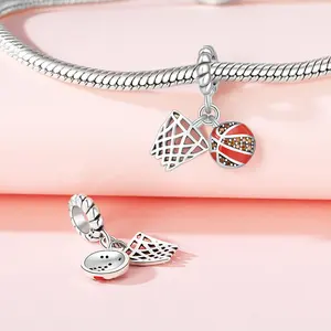 Abalorios Colgantes Clásicos y Elegantes de Cobre Plateado para Niños, con Diseños de Voleibol, Pájaro Reo y Colibrí, para Pulseras DIY Islámicas - Product Image 3