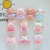 Figurine en résine Mini Ours Chat Chien à Grandes Oreilles, Faite à la main, Écologique, pour la création de pinces à cheveux en gel crème, bijoux en corde, modèles de Noël DIY, Vente en gros