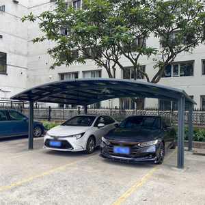Abri de <span class=keywords><strong>voiture</strong></span> double moderne <span class=keywords><strong>en</strong></span> aluminium et polycarbonate avec finition naturelle, structure métallique durable pour abri de stationnement - Product Image 1