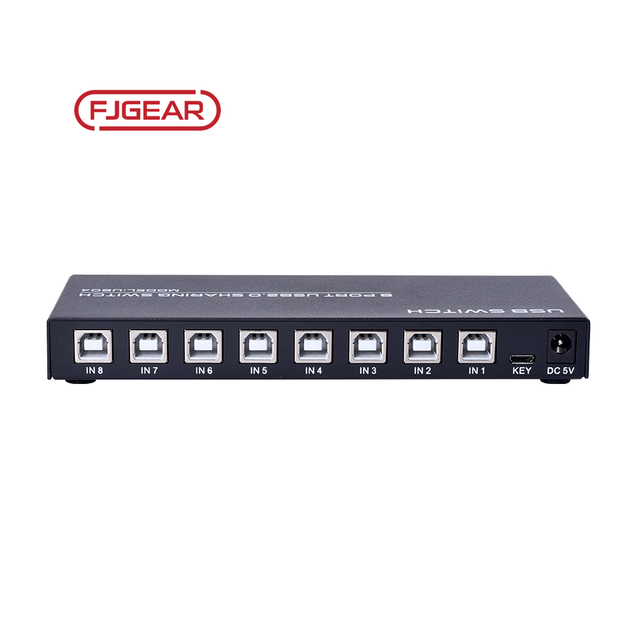 FJ-U804 Fjgear 8 Port Usb Switch 8 in 4 Out with Desktop Controller Infrared Remoter Control Plug and Play Metal case