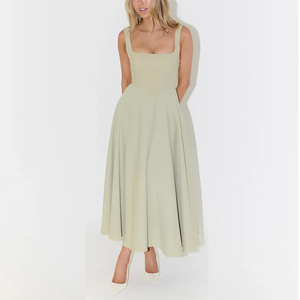 Robe d'été 2026 transfrontalière pour femme, col <span class=keywords><strong>carré</strong></span>, coupe ajustée, simple, tendance et décontractée, sans manches, à bretelles, ODM - Product Image 1