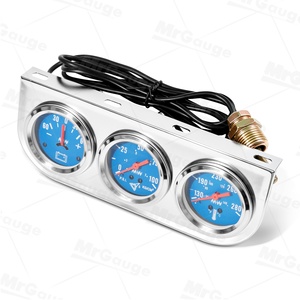 Ensemble de 3 jauges MrGauge 2" 52mm, cadran bleu, pression <span class=keywords><strong>d</strong></span>'huile, température de l'<span class=keywords><strong>eau</strong></span>, ampèremètre pour voitures, camions, hot rods, montage universel - Product Image 3