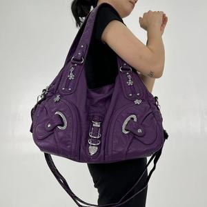 <span class=keywords><strong>Sac</strong></span> fourre-tout vintage Y2K pour femme, style motard, <span class=keywords><strong>sac</strong></span> à bandoulière Meilad vintage délavé, <span class=keywords><strong>sac</strong></span> bandoulière - Product Image 3