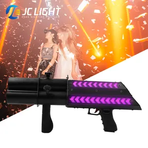 Pistola de confeti de papel para fiesta, equipo de Ambiente de escenario, pistola de tiro de confeti eléctrico, pistola de cañón de confeti de tres cabezas con LEDs
