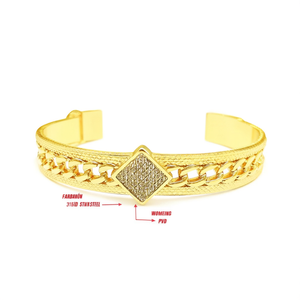 Fashion Bangle 316L Stainless Steel PVD Gold Plating Square <b>Crystal</b> Design Women's Jewelry <b>Bracelet</b> - Product Image 2