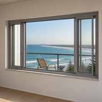 Ventana Corredera de Doble Acristalamiento JUNYAO, Insonorizada, con Rotura de Puente Térmico PA66, Aislamiento Energético, NFRC AS2047 CE, Vista al Mar