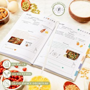 Carnet de recettes Lanpn White B5, <span class=keywords><strong>livre</strong></span> de <span class=keywords><strong>cuisine</strong></span> vierge à <span class=keywords><strong>remplir</strong></span>, couverture rigide embossée, organiseur de <span class=keywords><strong>cuisine</strong></span>, cadeau familial - Product Image 3