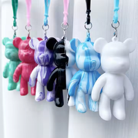Fabricants Vente en Gros Fluide Chat Figurine Porte-clés Vinyle Jouet Fluide Art Ours Porte-clés Sac à Dos Pendentif Voiture Pendentif Poupée