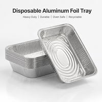 Barquettes rectangulaires en aluminium 9x13 demi-taille avec couvercle en PET, robustes, jetables, recyclables, pour buffet traiteur