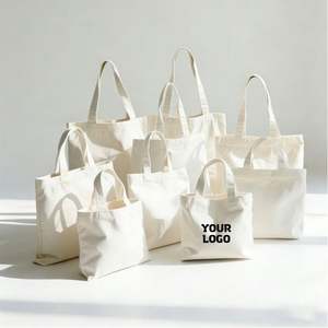 Bolsas de Compras Reutilizables de Lona Blanca Lisa con Logotipo Personalizado al por Mayor de Fábrica, Bolsa de Lona Ecológica para Supermercado - Product Image 1