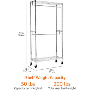 Porte-vêtements en fil métallique robuste pour suspendre les vêtements, étagère multifonctionnelle pour placard et buanderie, armoire autoportante - Product Image 3