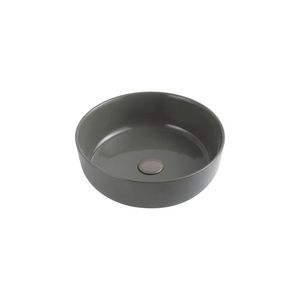 Lavabo da appoggio ovale in porcellana nera tradizionale fatto a mano, sottile 330mm, in pietra, per hotel e uso artistico - Product Image 1