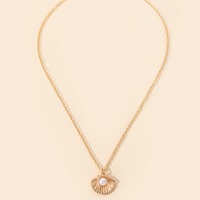 Collier d'été en perles d'imitation simples et élégantes en forme d'éventail en or 18 carats