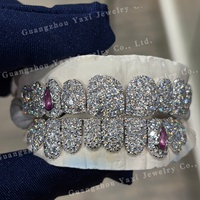 Vente flash : Grillz personnalisés en moissanite, 8 pierres taille brillant, certifiées par un tiers, style hip-hop, argent S925, or 10k, 14k, 18k massif