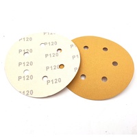 Disques abrasifs en oxyde d'aluminium dorés 5 pouces 8 trous auto-agrippants grain P60-P800 papier de verre jaune pour le ponçage du bois, des métaux automobiles