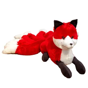 Wholesale new design stuffed animal toy red white popular stuffed animal simulation nine-tailed fox plush toy