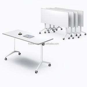 Furnitur kantor meja pertemuan konferensi, Meja latihan berbentuk I meja Dewasa Sekolah Modular dapat disesuaikan tinggi dapat dilipat - Product Image 1